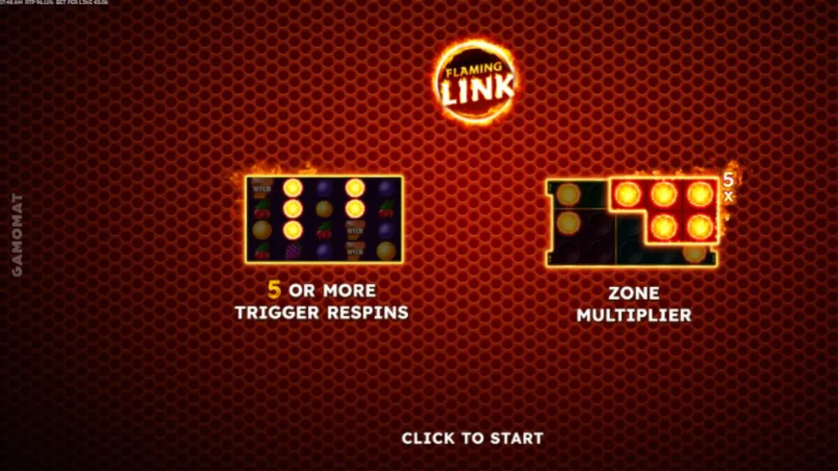 Tampilan visual slot 40 Finest XXL Flaming Link dengan simbol buah dan efek api