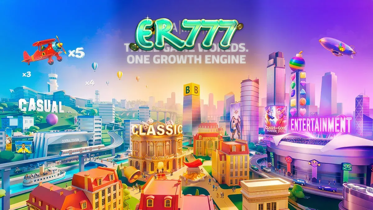 Tampilan visual dari berbagai kategori permainan slot BGaming dalam konsep Three Game Worlds