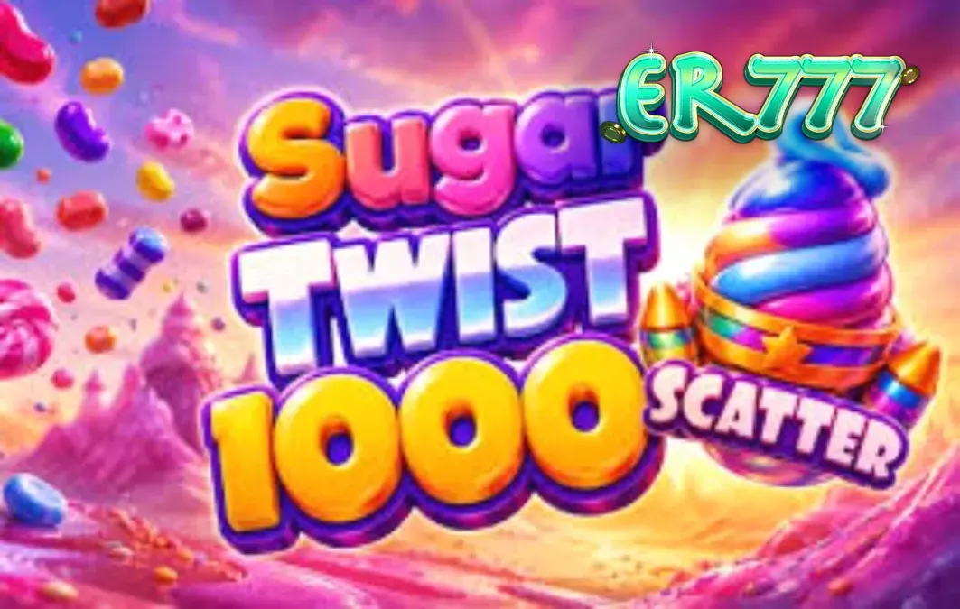 Tampilan grid 7x7 penuh warna pada slot Sugar Twist 1000